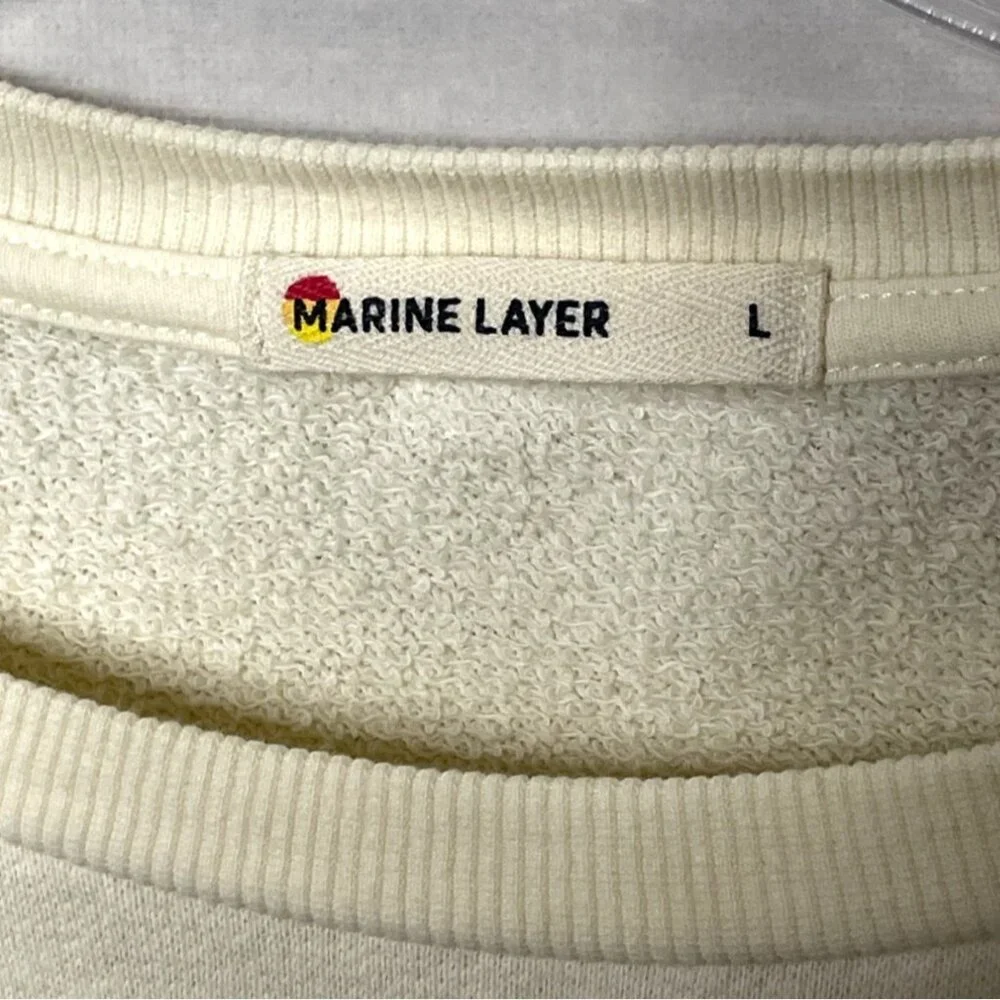 Marine Layer Ombre Palm Crewneck Sweatshirt in Cream and Pink - Picture 3 of 8